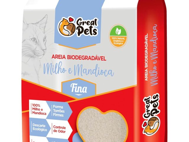Areia Biodegradável Milho E Mandioca Fina Great Pets 3,8kg