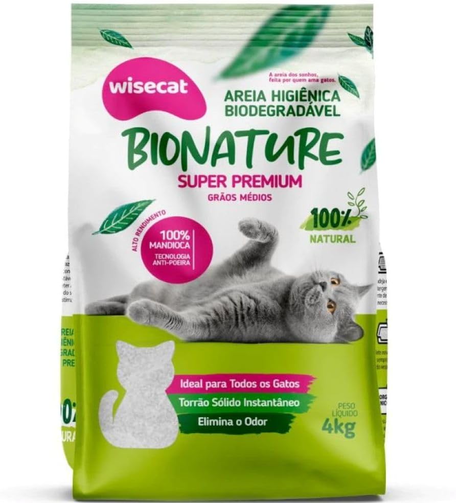 Bionature Areia Higiênica para Gatos Biodegradável Wisecat 4kg