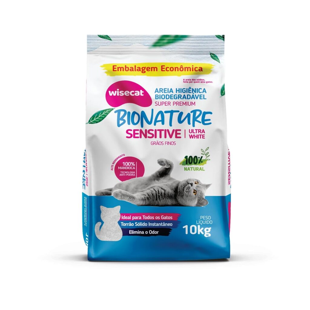 Bionature Sensitive Areia Higiênica para Gatos Biodegradável Wisecat 10kg