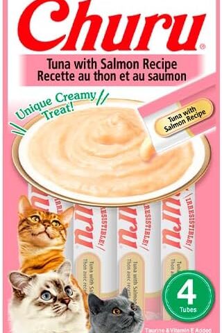 Churu Petisco Para Gato Sabor Atum Com Salmão 4 Tubos de 14g