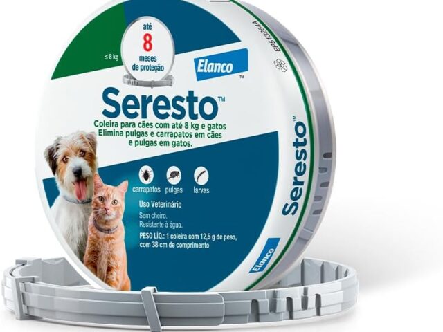 Coleira Seresto® anti-carrapatos e pulgas para cães e gatos de até 8kg