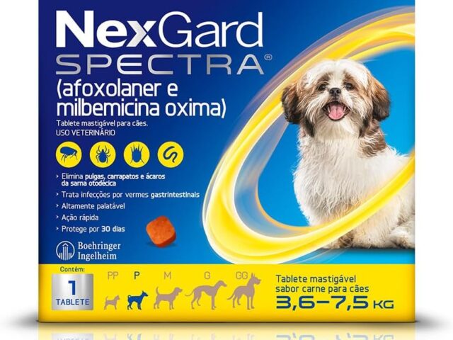 NexGard Spectra Antipulgas e Vermífugo para Cães de 3,6 a 7,5 kg – 1 Tablete