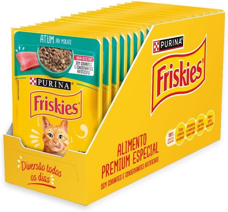 Pack Nestlé Purina Friskies Ração Úmida Para Gatos Adultos Atum Ao Molho - Com 15 Sachês 85g