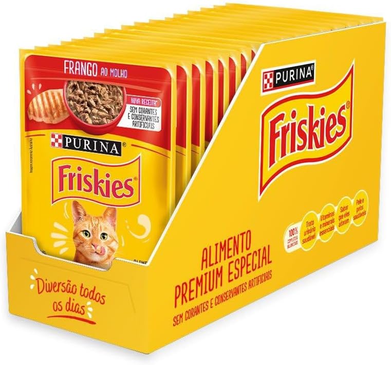 Pack Nestlé Purina Friskies Ração Úmida Para Gatos Adultos Frango Ao Molho - Com 15 Sachês 85g