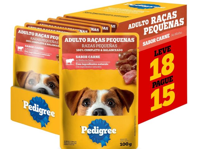 Pack Ração Úmida Pedigree Sachê Carne ao Molho para Cães Adultos de Raças Pequenas - Leve 18 Pague 15