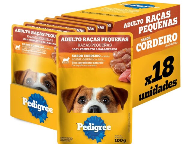 Pack Ração Úmida Pedigree Sachê Cordeiro ao Molho para Cães Adultos de Raças Pequenas 100 g - 18 unidades