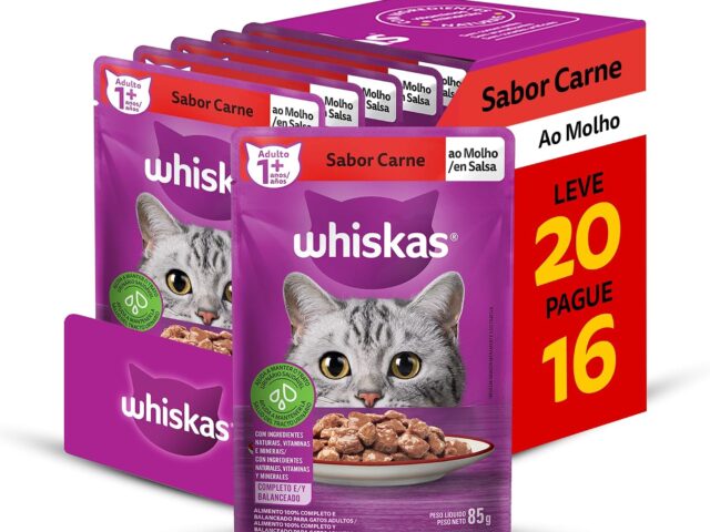 Pack Ração Úmida Whiskas Sachê Carne ao Molho para Gatos Adultos - Leve 20 Pague 16