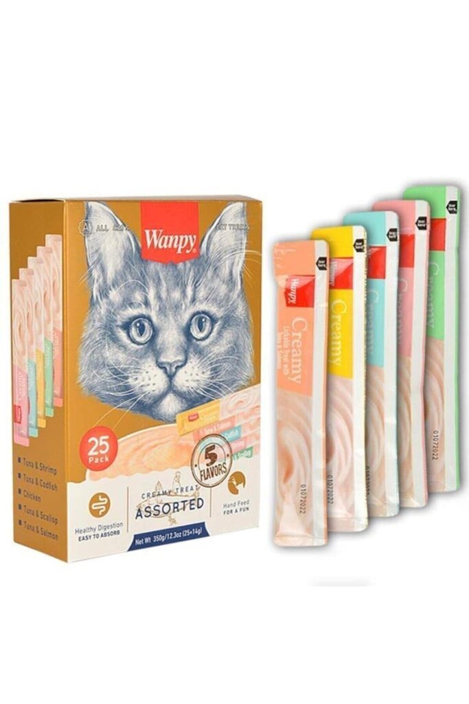 Petisco para gatos Wanpy Creamy Sabores Sortidos Pacote com 25 tubos de 14g - 350g