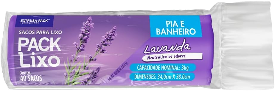 Saco De Lixo PACK LIXO Lavanda Pia e Banheiro (34X38) - Sacos de lixo perfumardos que neutralizam o odor
