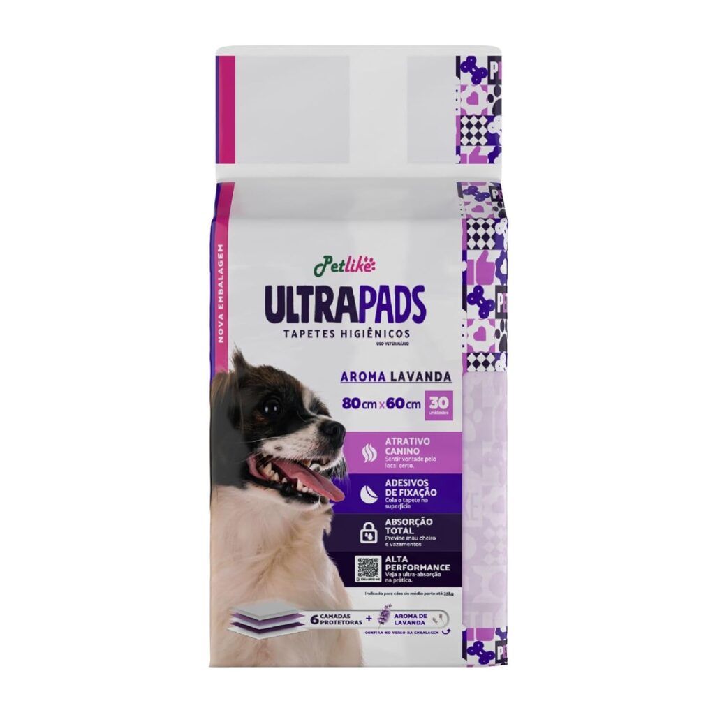 Tapete Higiênico Premium para cães Petlike Ultrapads Aroma Lavanda 80cmx60cm 30 unid.