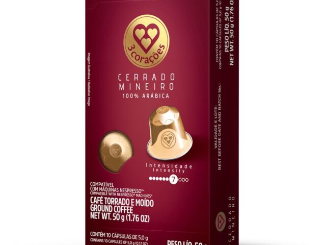 3 Corações Cápsulas de Café Cerrado Mineiro, Compatíveis com Nespresso, contém 10 cápsulas