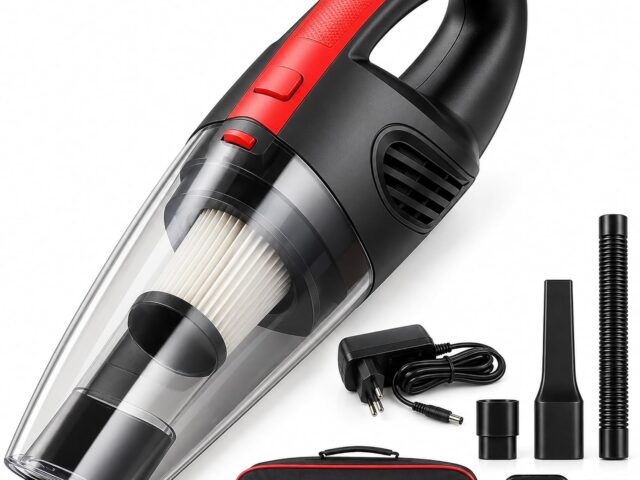 Aspirador de Pó Portátil Sem Fio, 120W Alta Potência com Sucção Poderosa, Uso Seco/Úmido, Recarregável, para Carros e Casa, Filtro Lavável, Inclui 7 Acessórios