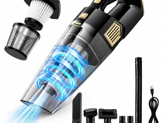 Aspirador de Pó Portátil Sem Fio,15000Pa, USB-C, Recarregável, Carro e Casa