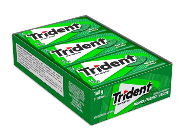 Chiclete Trident Menta Sem Açúcar - Caixa com 21 unid. de 8g