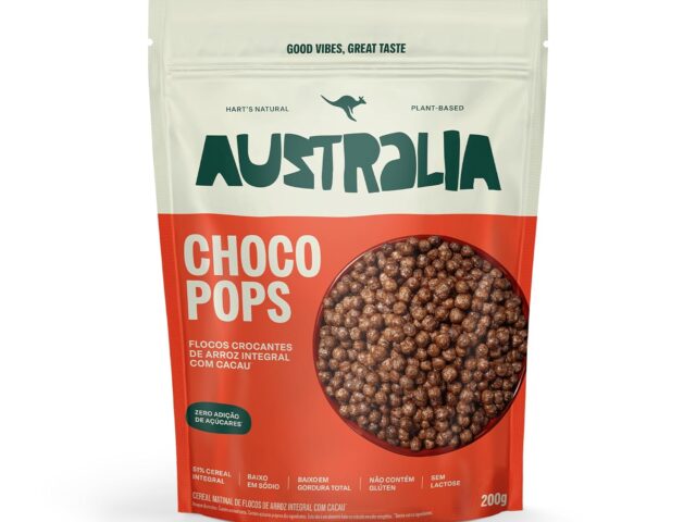 ChocoPops Australia Chocolate, Sem Açúcar, Sem Glúten, Vegano, 200g