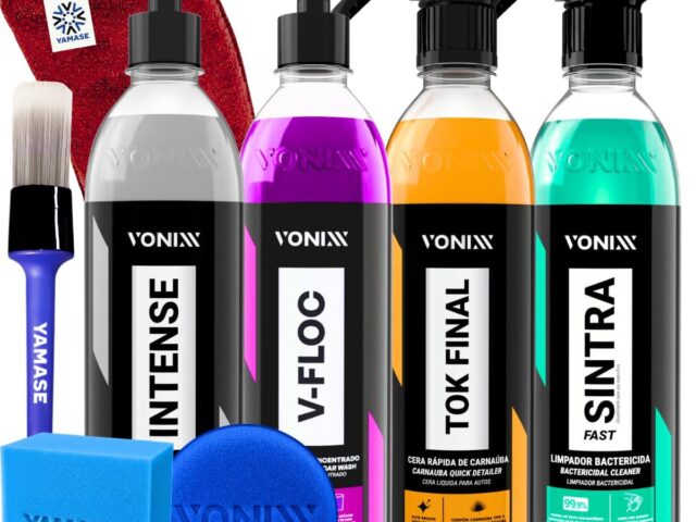 Kit Lavagem Automotiva Completa Vonixx Cera Automotiva Carnauba Tok Final V-Floc Revitalizador de Plasticos intense Sintra fast Pinceis Espuma Yamase