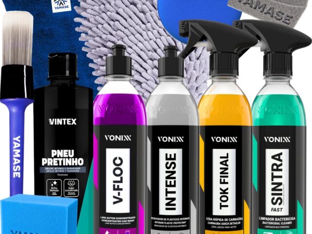 Kit Lavagem Completa Shampoo Cera Tok Final Intense Sintra Fast Pneu Pretinho Acessórios