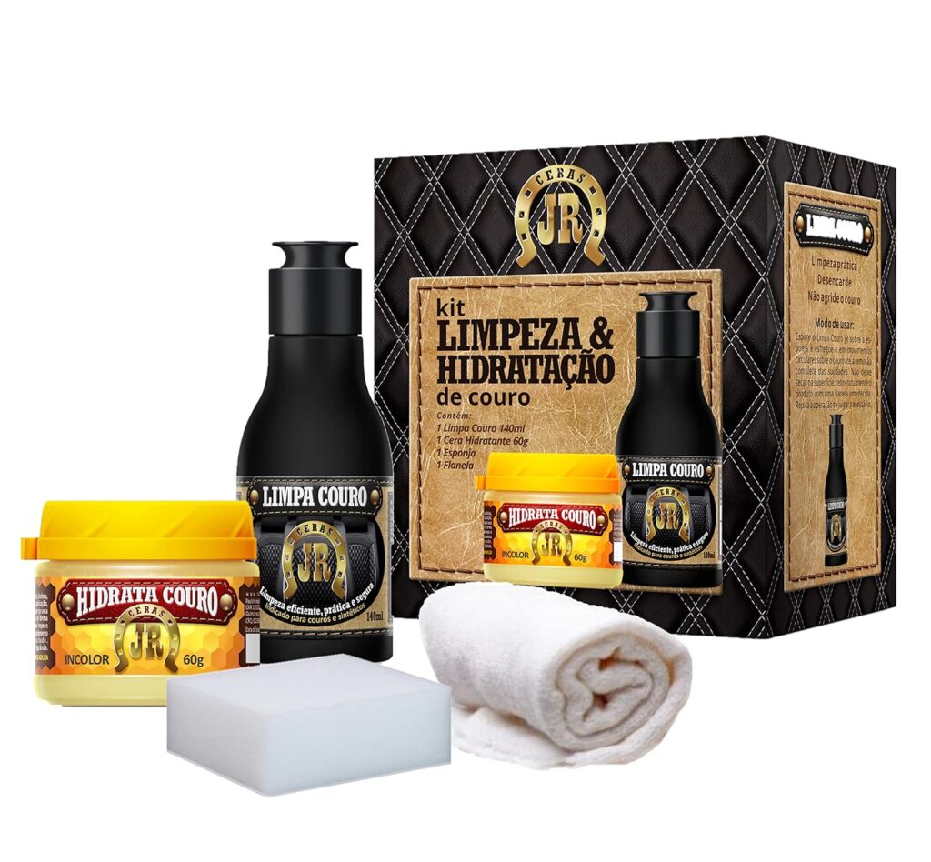 Kit Limpa Couro Jr + Hidratante De Couro JR para Banco automotivo, jaqueta, sofá, sela, bolsa, sapatos