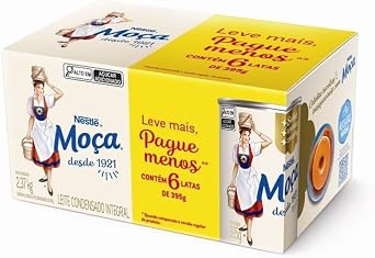 Leite Condensado Moça Integral, 395g, 6 Unidades