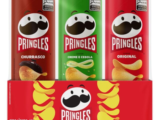 Pringles Pack Promo Salgadinho de Batata Frita 3 Sabores - Original, Creme e Cebola e Churrasco