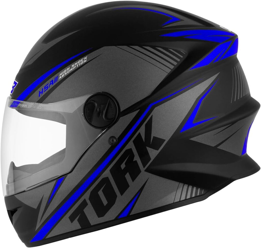 Pro Tork Capacete Moto R8, Preto Fosco/Azul, Tam. 58
